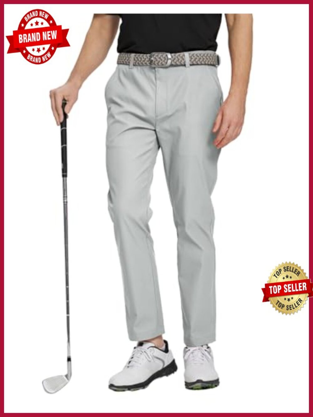 Men's Golf Pants Quick Dry Stretch 5 Pockets Water-Resistant Lightweight Casual